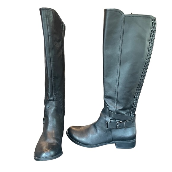 Gianni Bini Womens Kassander Leather Studded Block Heel Riding Boot Buckle Sz 6 - Picture 2 of 16